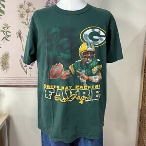 Vintage 90s Lee Sport Green Bay Packers Brett Farve Football Graphic T-Shirt L